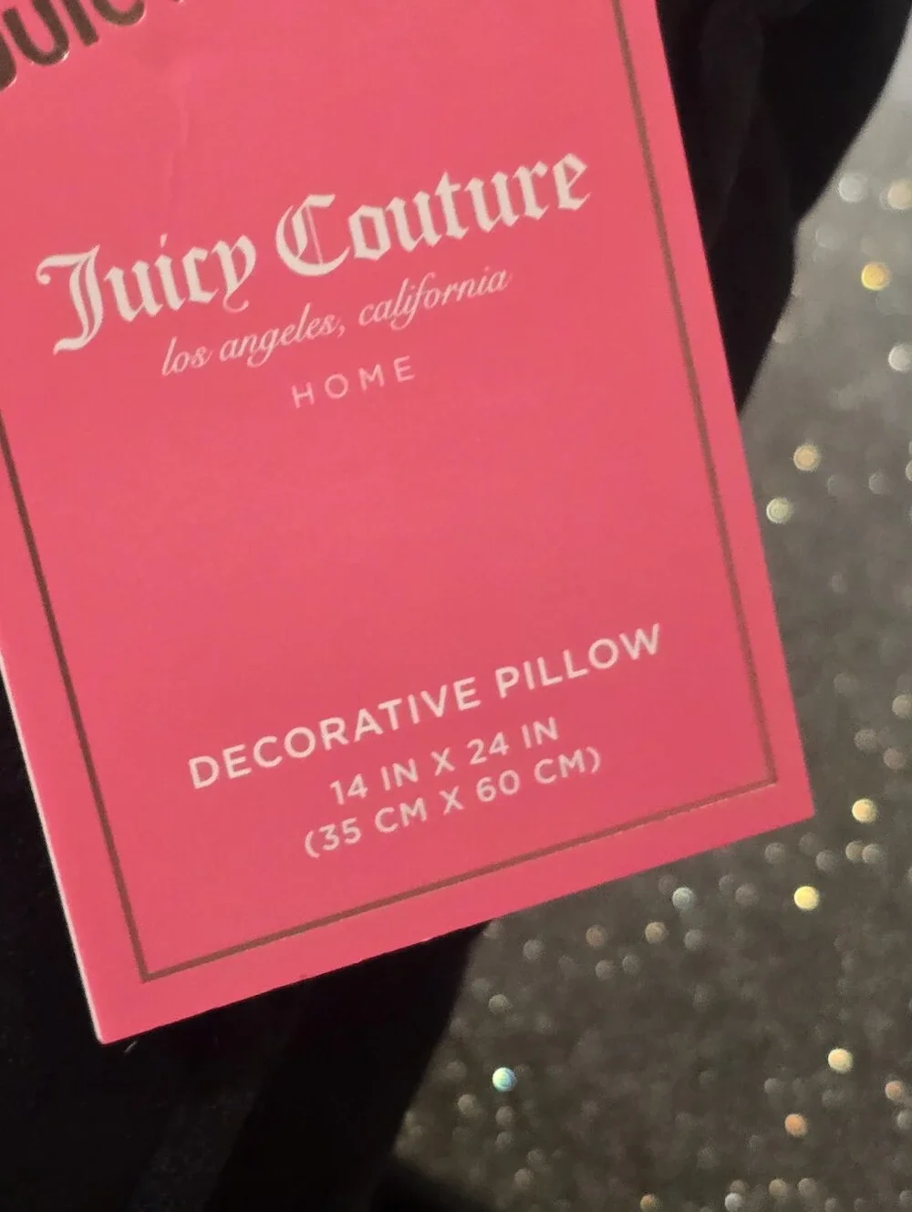 Juicy Couture Home Jeweled Logo Velour Decorative Accent Pillow